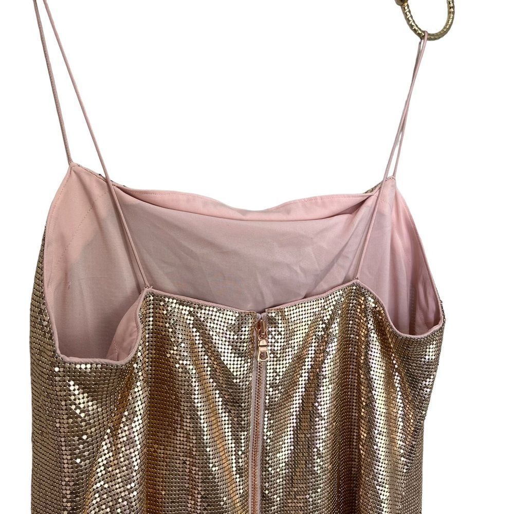 Alice + Olivia Harmony Chain Mail Rose Gold Mini Dress Size 8 - Picture 4 of 9